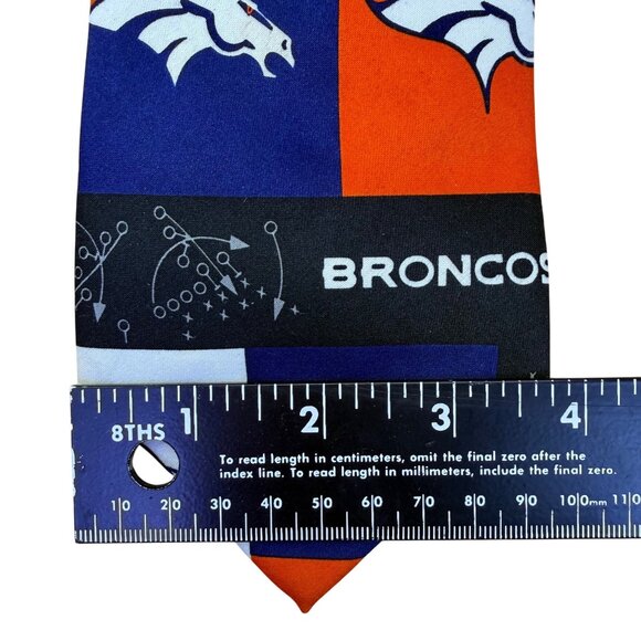 NFL Team Apparel Mens Orange/Blue Polyester Denver Broncos Tie Handmade Logo Des - Picture 8 of 8